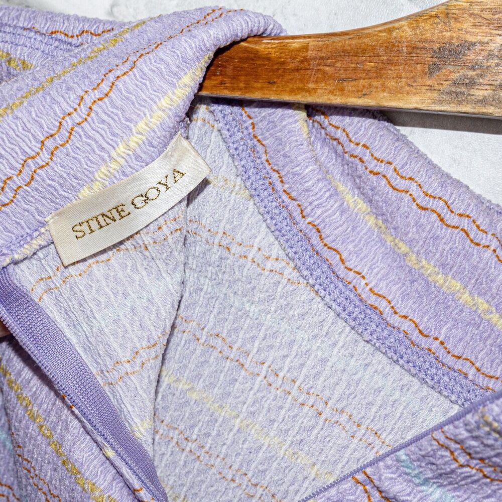 STINE GOYA Women's Ari Blouse Long Sleeve in Purple Ballet Stripe - Picture 3 of 9